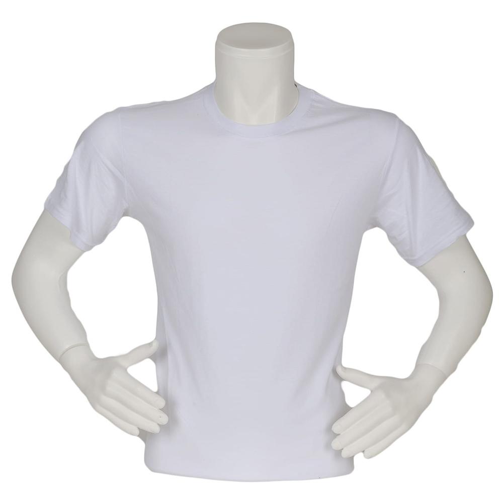 Bisiklet Yaka Likralı Penye Kumaş 1. Sınıf Beyaz Tişört