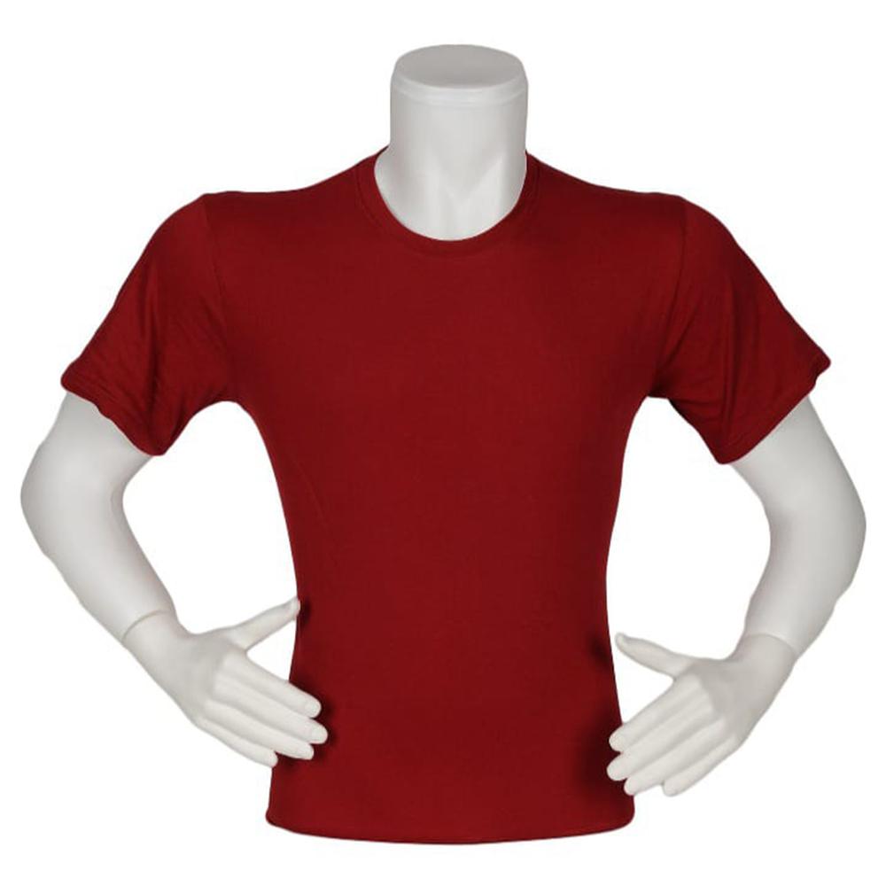 Bisiklet Yaka Likralı Penye Kumaş 1. Sınıf Bordo Tişört