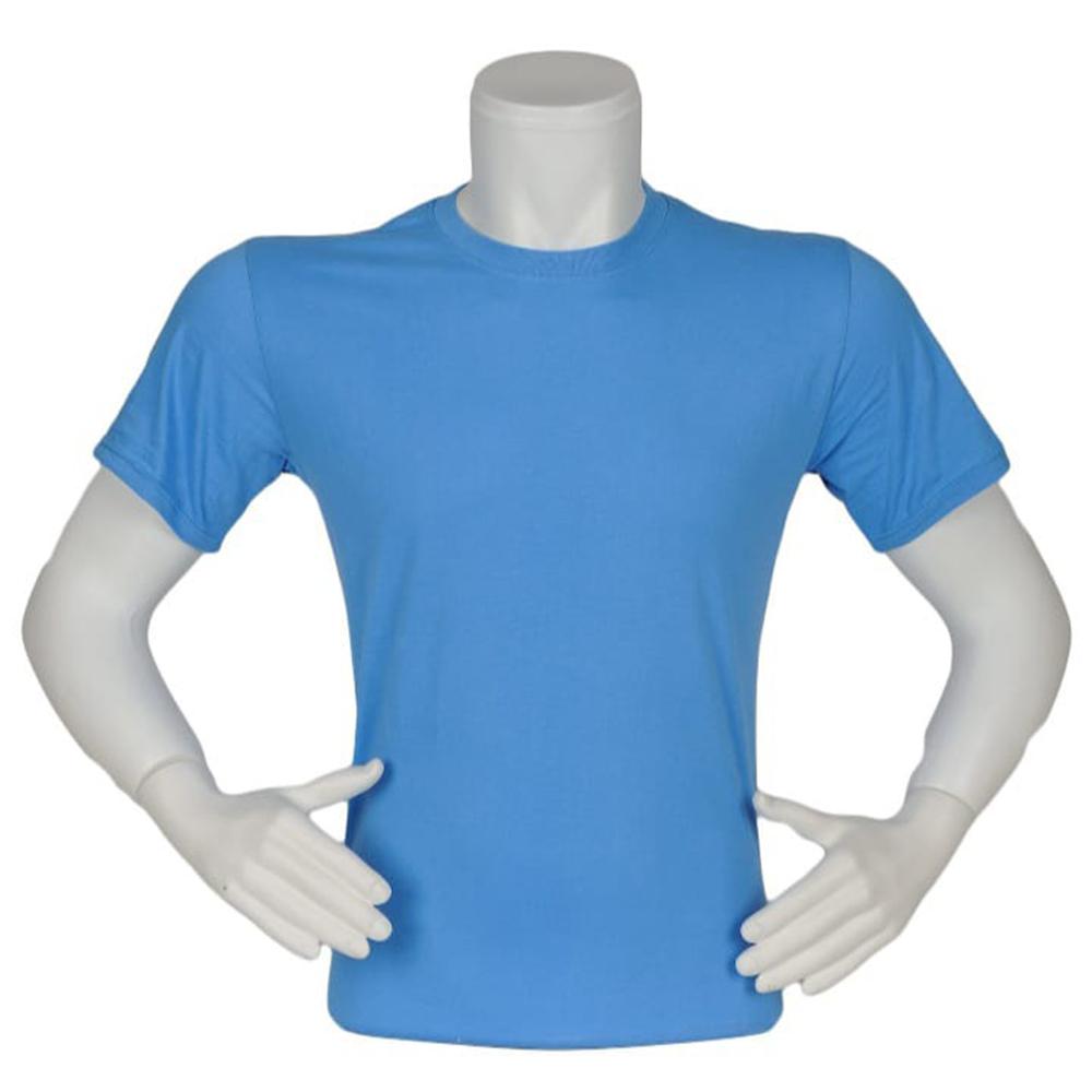 Bisiklet Yaka Likralı Penye Kumaş 1. Sınıf Mavi Tişört