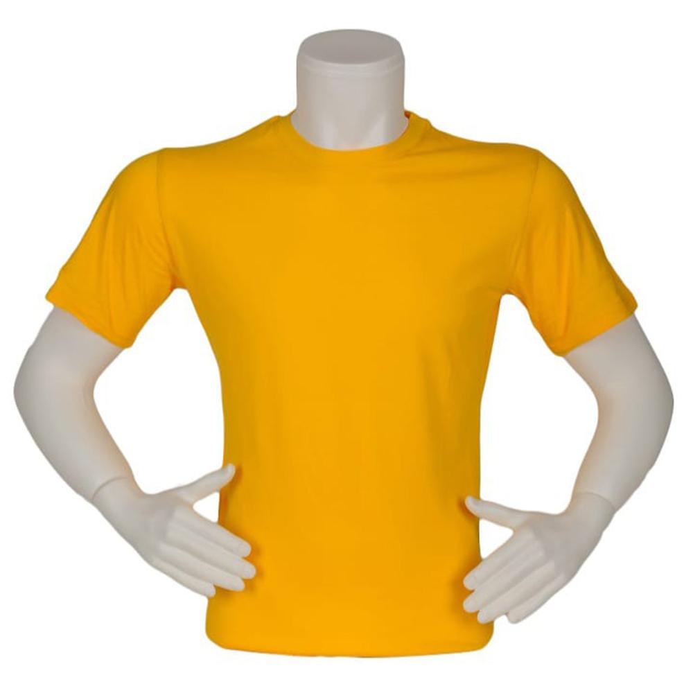 Bisiklet Yaka Likralı Penye Kumaş 1. Sınıf Sarı Tişört