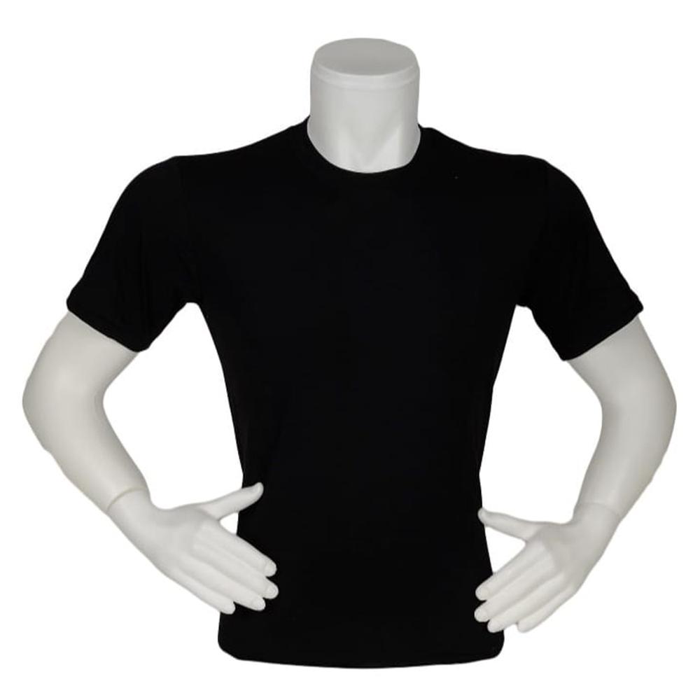 Bisiklet Yaka Likralı Penye Kumaş 1. Sınıf Siyah Tişört