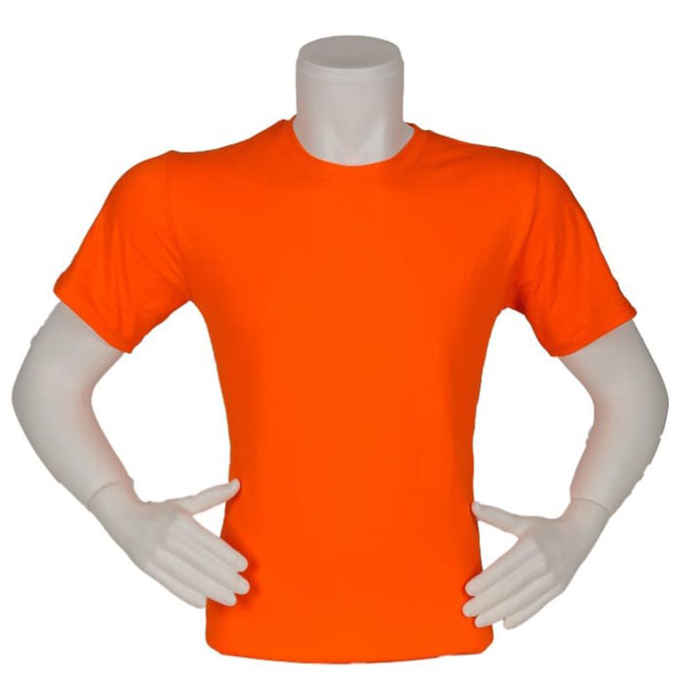 Bisiklet Yaka Likralı Penye Kumaş 1. Sınıf Turuncu Tişört