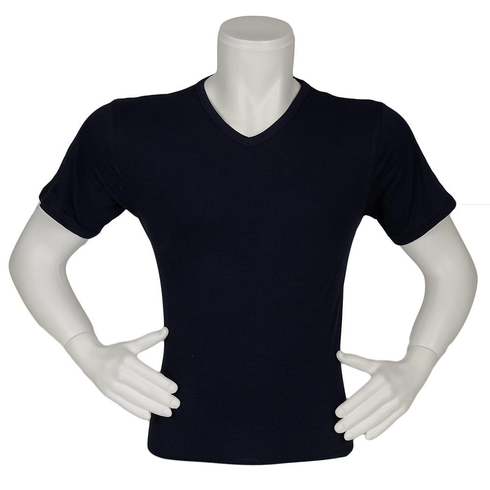 V Yaka Likralı Penye Kumaş 1. Sınıf Lacivert Tişört