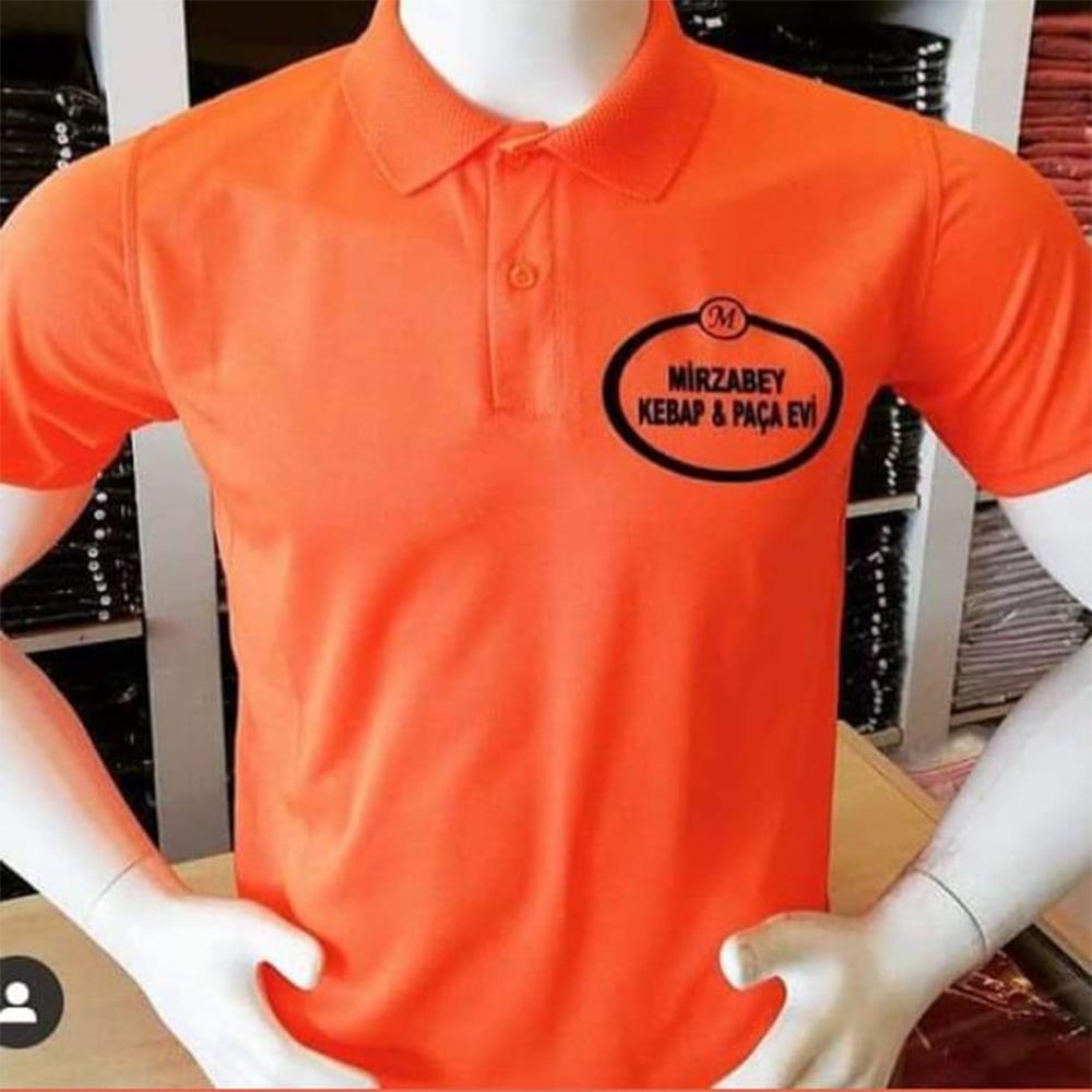 Polo Yaka Ter Önleyen Dry Touch Kumaş Yağmur Desen Turuncu Forma