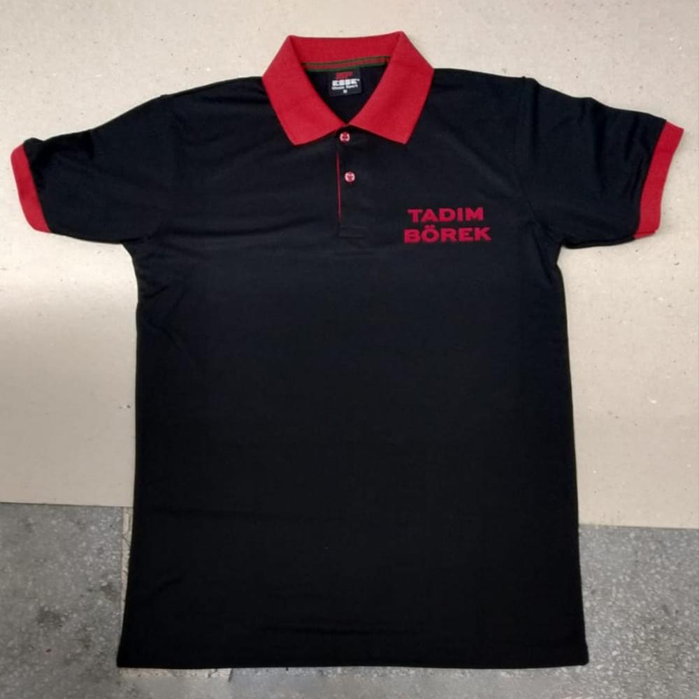 Polo Yaka Penye Kumaş Siyah Kırmızı Çift Renk Forma