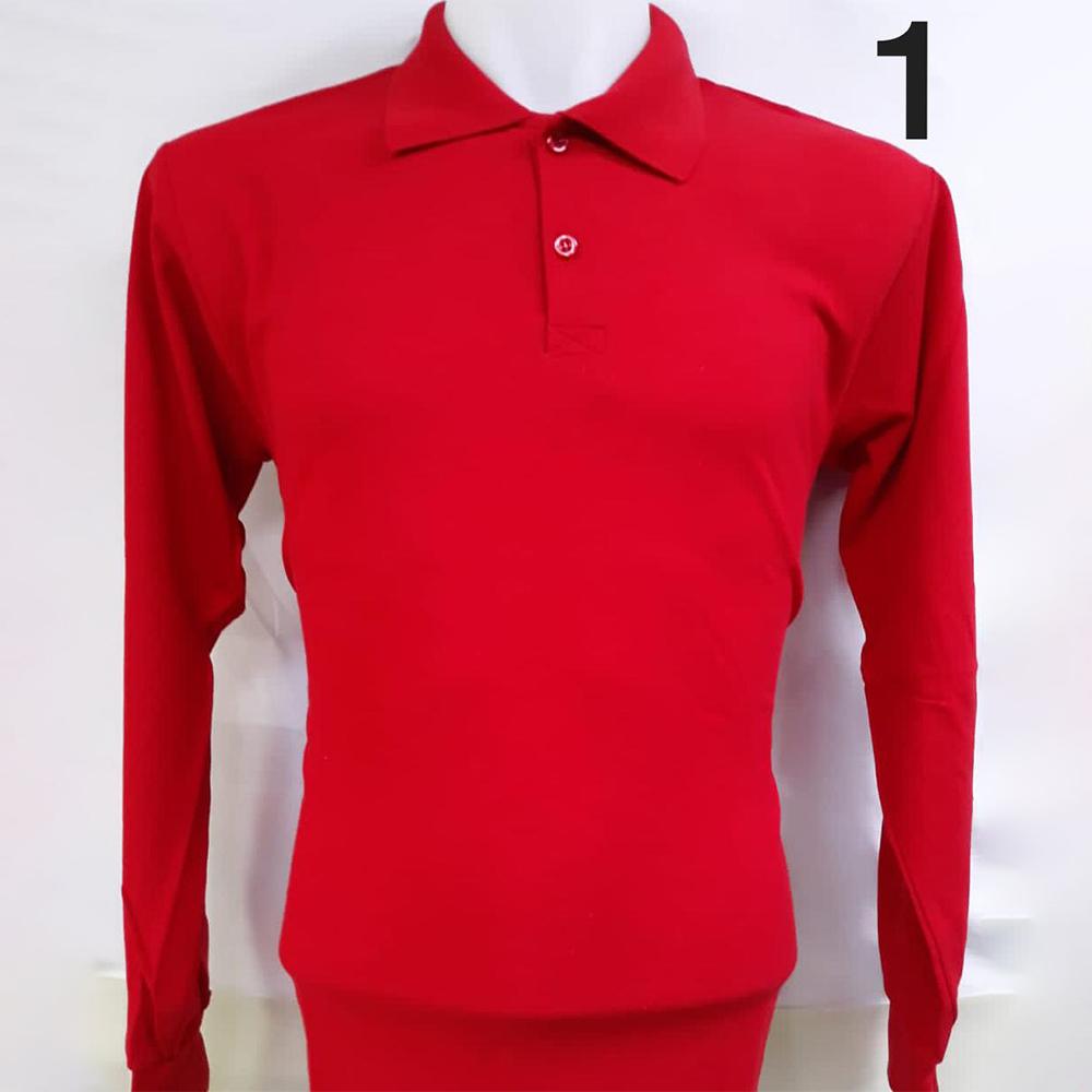 Polo Yaka Şardonlu İki İplik Kışlık Kırmızı Kazak