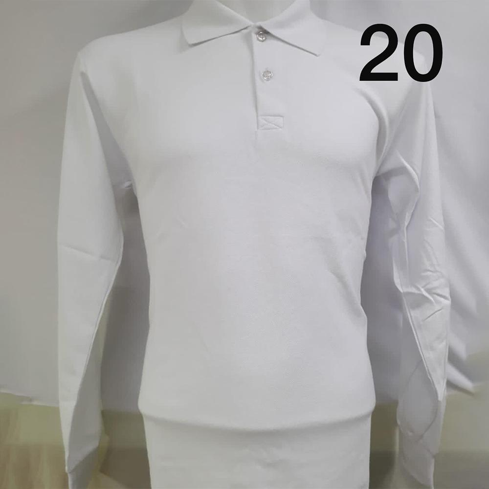 Polo Yaka Şardonlu İki İplik Kışlık Beyaz Kazak