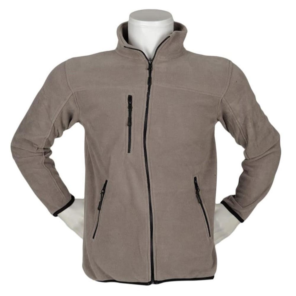 Dik Yaka Fileto 3 Cepli Açık Gri Polar