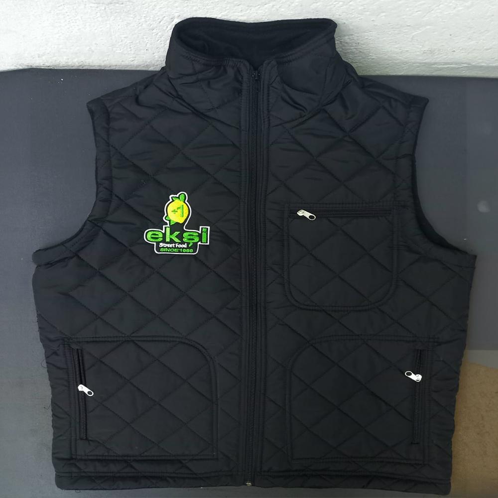 Polarlı Siyah Şişme Yelek