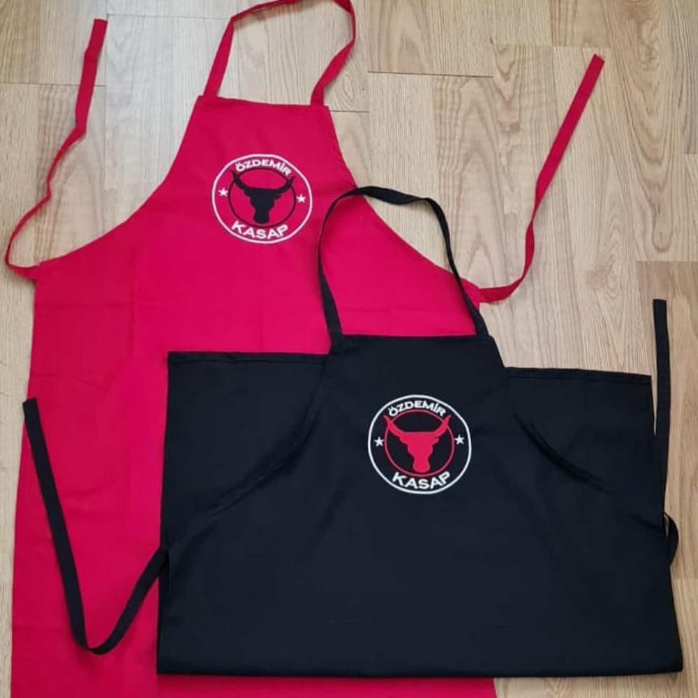 Kırmızı ve Siyah Askılı Önlük