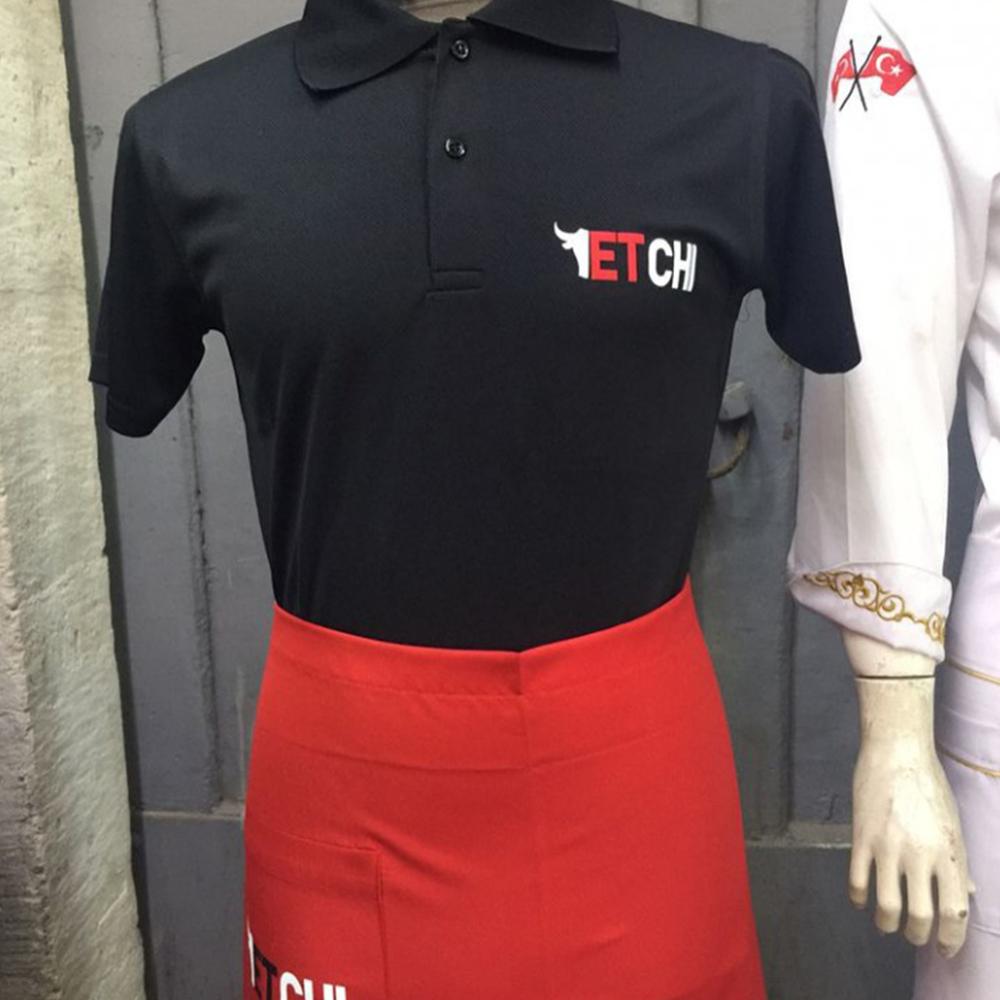 Cepli Kırmızı Belden Bağlamalı Yarım Önlük