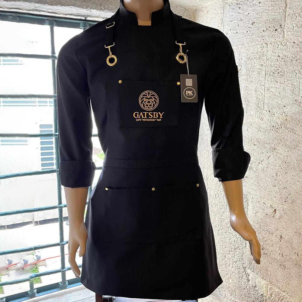 Siyah Ayarlanabilen Cepli Askılı Gabardin Kot Gömlek