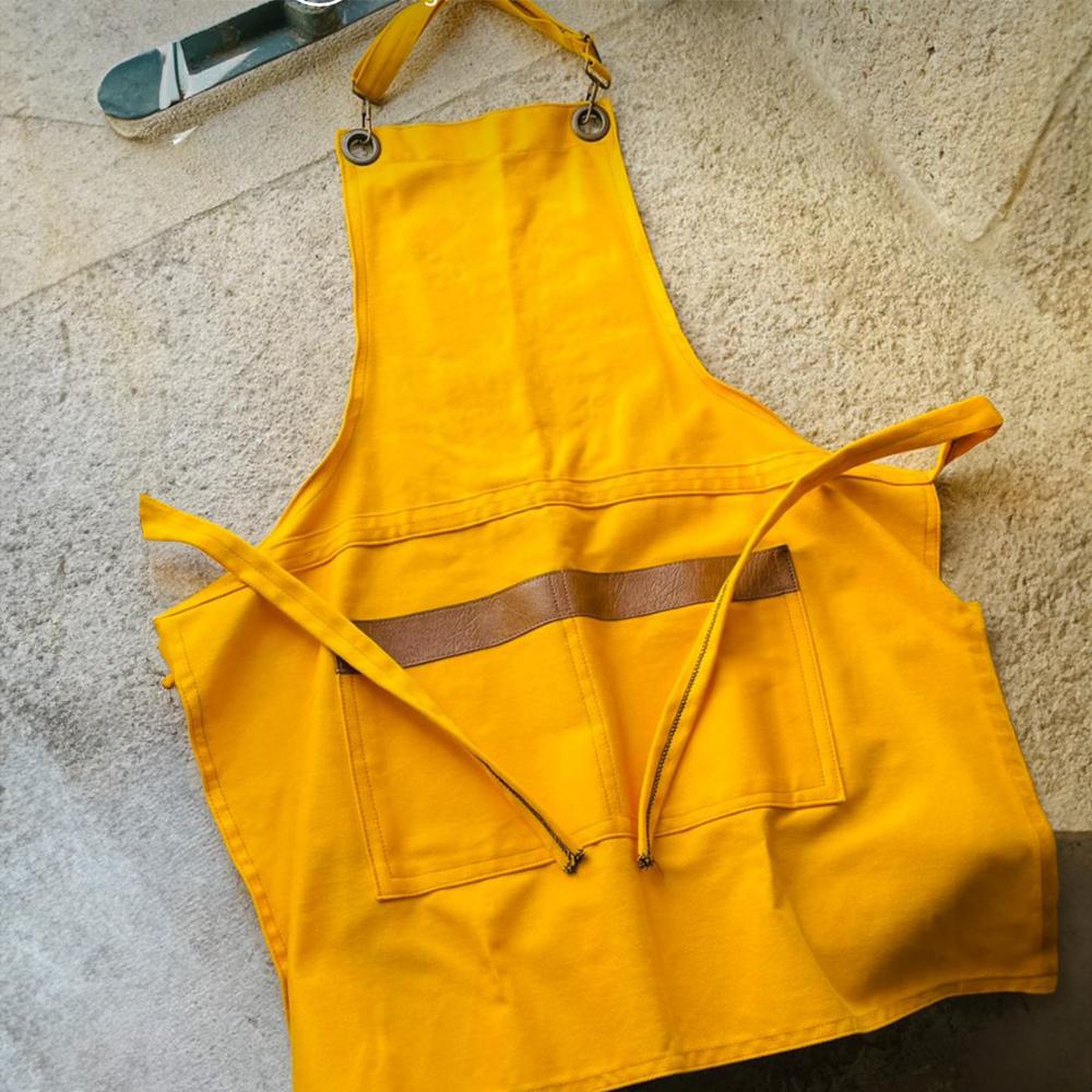 Sarı Ayarlanabilen Cepli Askılı Gabardin Kot Gömlek