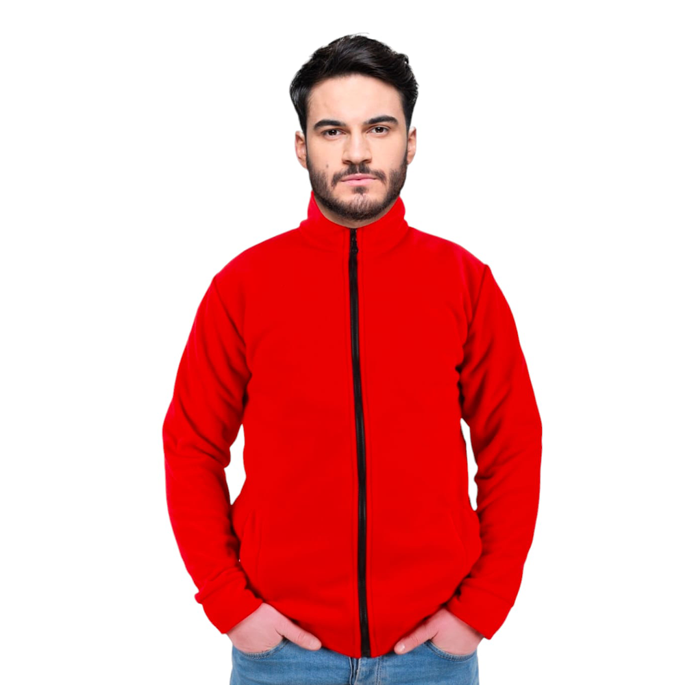 Fileto Dik Yaka 2 Cepli Kırmızı Polar